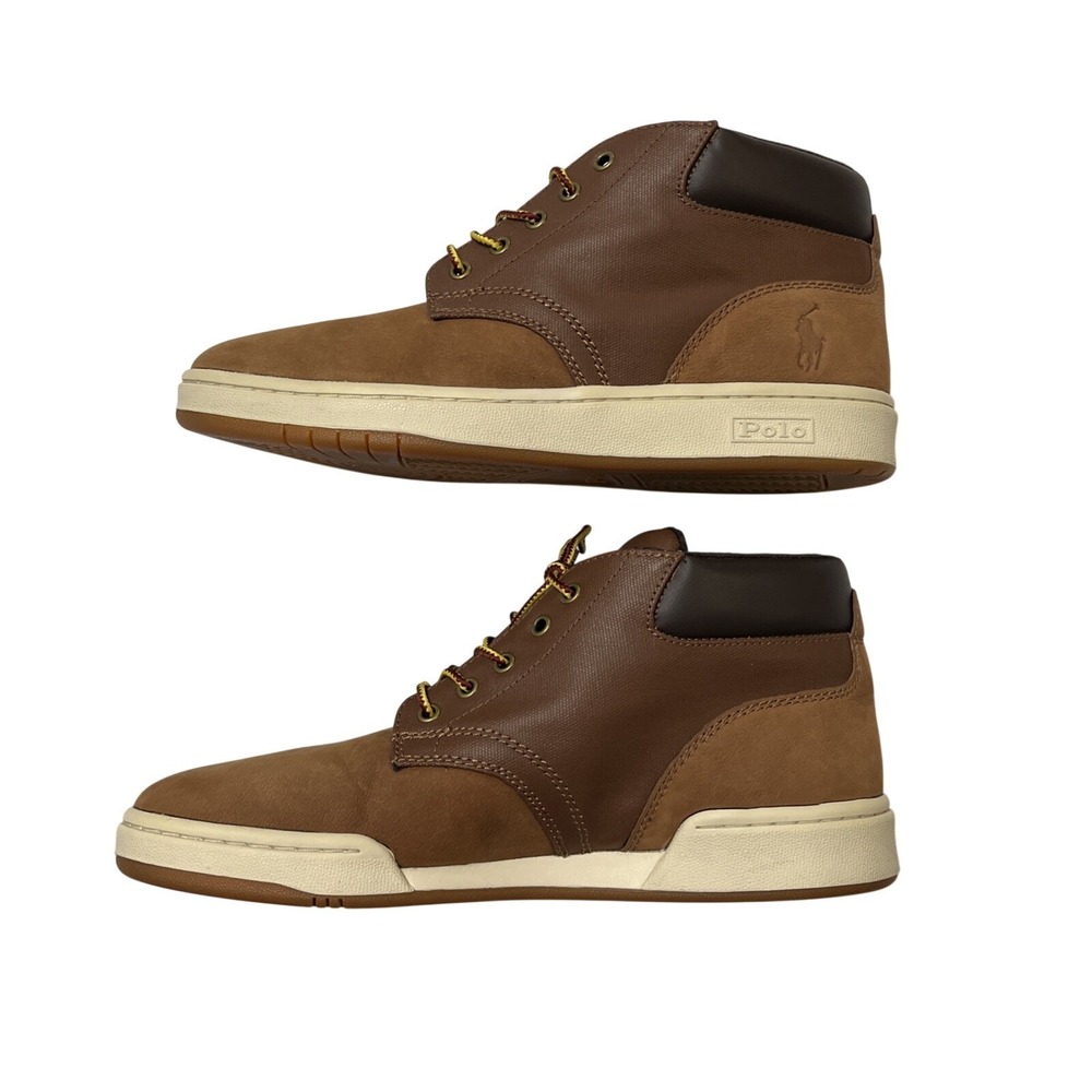Polo Ralph Lauren Sneaker Boot Brown Leather Chukka Lace Up Size 8.5 Preppy